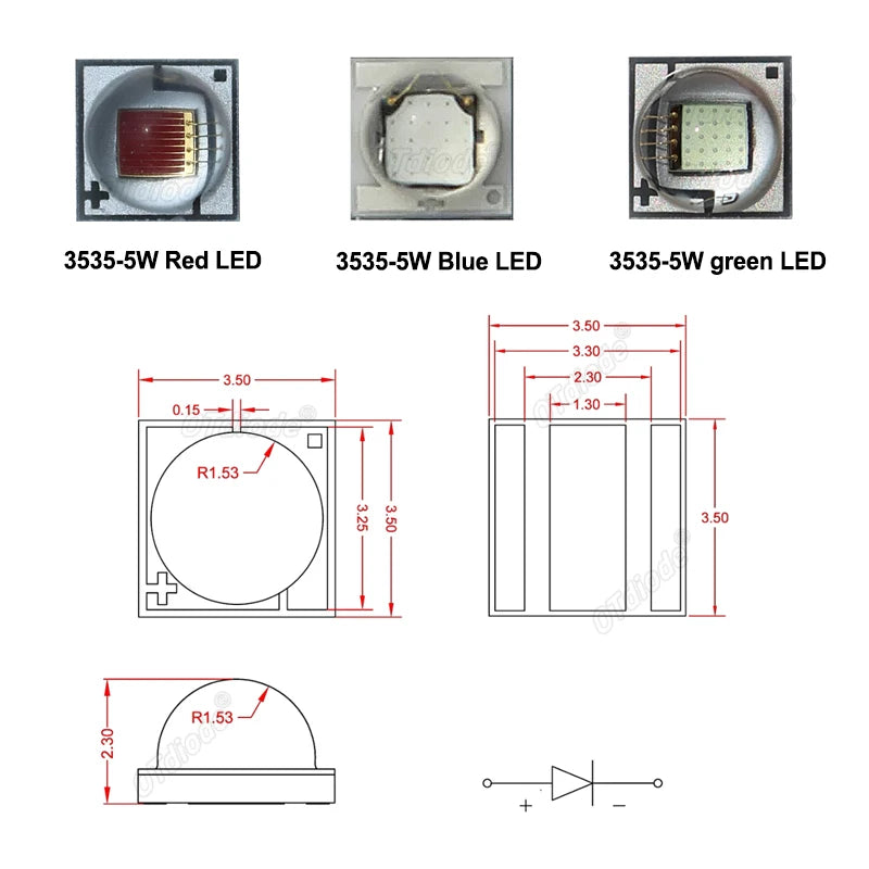 2-5pcs 3W 5W LED 3535 Ceramic SMD XPG2 High Power Chip 3-3.6V Royal Blue 450nm Green 520nm Red 620nm2-2.4V 1500mA For Flashlight