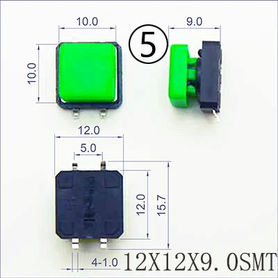 10 Sets Momentary Tactile Button 4PIN SMT/DIP 12X12mm H=9.8/9/16.8mm With Cap Tact Switch Push Button Switch Micro Key Button