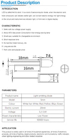 100pcs 3mm 5mm LED Light White Yellow Red Green Blue Assorted Kit DIY LEDs Set electronic diy kit