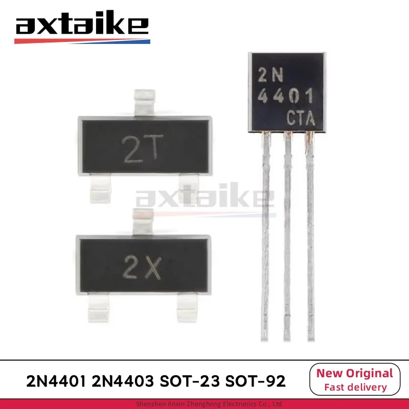 100PCS 2N4401 2N4403 SOT-23 SOT-92 MMBT4401 2X MMBT4403 2T NPN PNP 40V 600mA PMBT4401 PMBT4403 W2X T2T DIP SMD Transistors