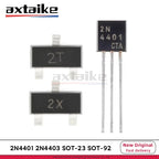 100PCS 2N4401 2N4403 SOT-23 SOT-92 MMBT4401 2X MMBT4403 2T NPN PNP 40V 600mA PMBT4401 PMBT4403 W2X T2T DIP SMD Transistors