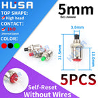 5PCS Mini Round  5mm/7mm/10mm Self-Lock /Momentary Push button Switches FBS-110 1NO1NC Black Red Green 0.5A/125V