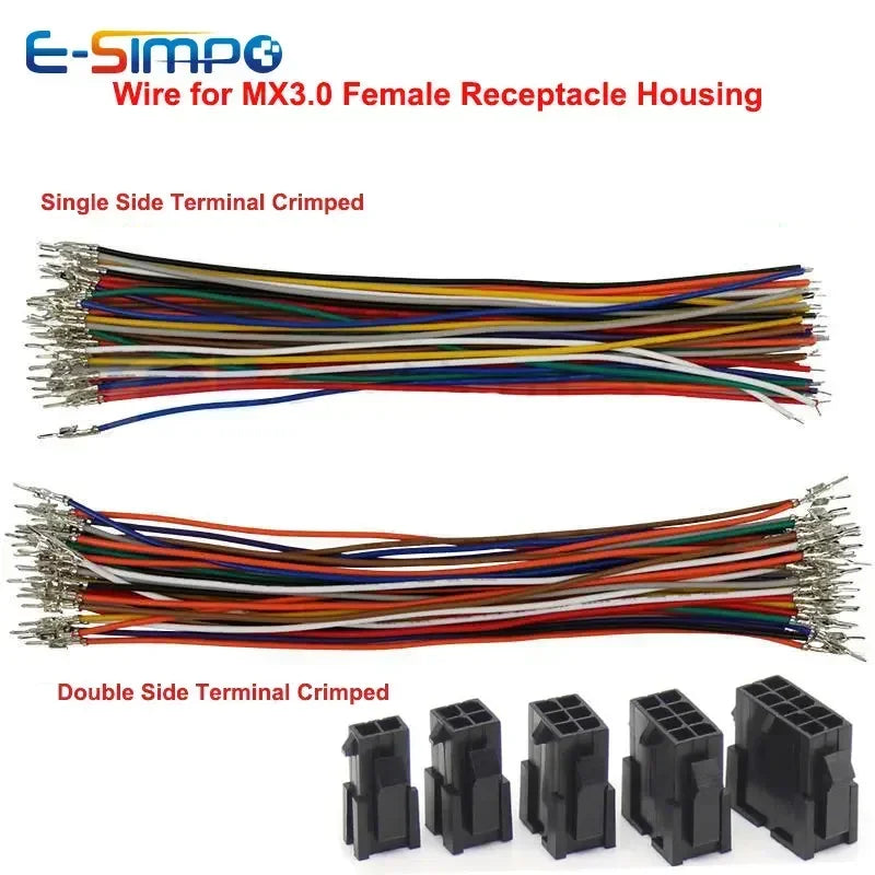 50PCS MX3.0mm Small 5557/5559 20AWG Single/Double Side Terminal Crimp Male Female Docking Electronic Connection Line Wire Cable