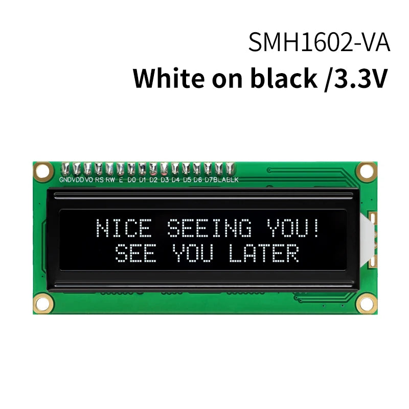 16x2 Character LCD Module Display Screen 162 LCM RED Green White Yellow VA Black Background 5V 3.3V for DIY Projects