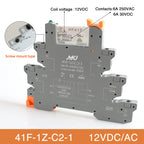 Din Rail Slim Relay Module 41F-1Z-C4-1 Integrated PCB Mount Power Relay With Relay Holder  Relay Socket 6.2mm