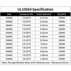 26-40AWG UL10064 PTFE High Temperature Wire Ultra Fine Micro Cable Plastic Solder High Conductivity Copper Cable 10M/20M/50M