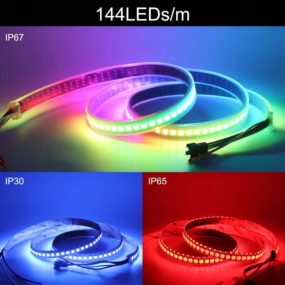 DC12V WS2815 5050 Smart RGB Pixels LED Strip DC5V WS2812B Individually Addressable IC 30/60/74/96/144/Leds/M WS2812 Tape Light