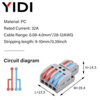 5pcs/lot Splitter Cable Push-in Lever Connection Terminal Block 1 In Multiple Out Combined Compact Quick Splice Wire Connector