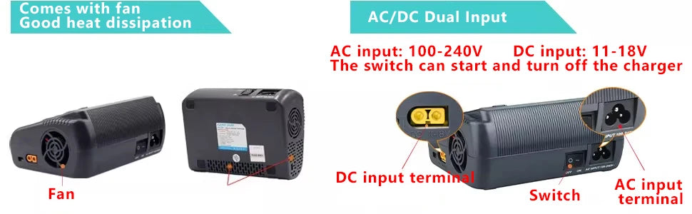 HTRC L6X2Lipo Intelligent Balanced Charger for RC Model Aircraft Dual Channel 2-6S Remote Control LiPo Battery Charger
