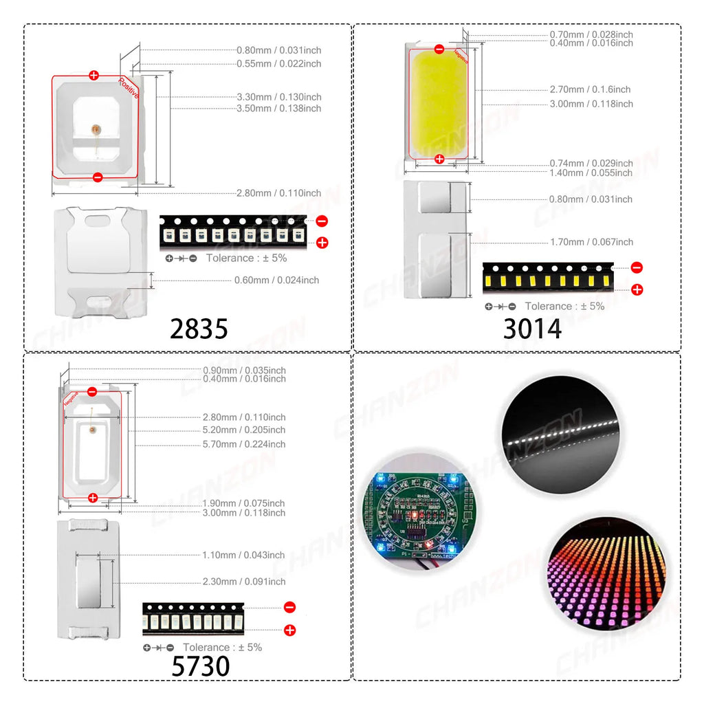 0603 0805 1206 3528 2835 5730 SMD LED Diode Warm White Red Yellow Green Blue Orange SMT Light Emitting Diode 2V 3V 2 Volt 100pcs