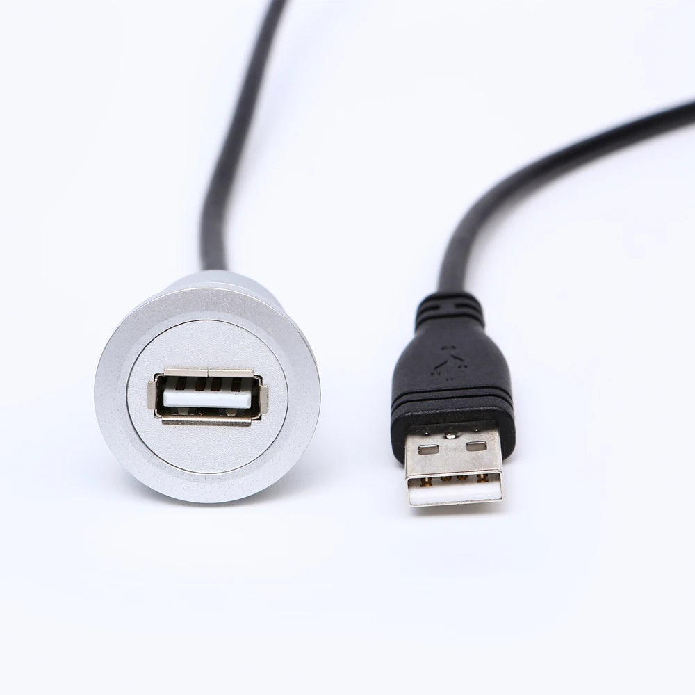 22mm Hole Install USB Connector/Socket FEMALE A - MALE A With Extend Cable(60cm,150cm)