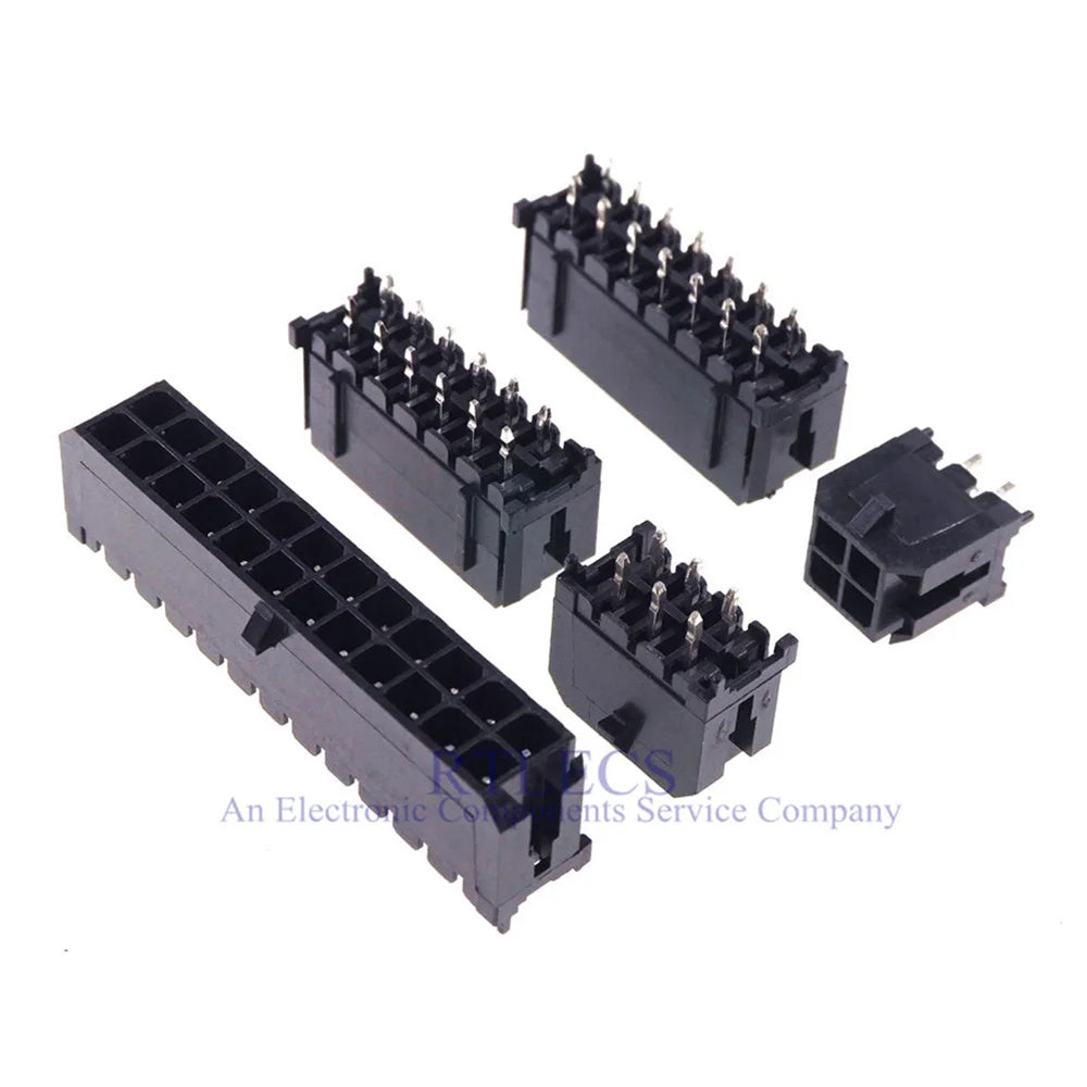 10-500 Pcs PCB Male Header Pin Vertical Through Hole 2 4 6 8 10 12 14 16 18 20 24 Circuits Molex 43045 Micro-Fit 3.0 mm Dual Row
