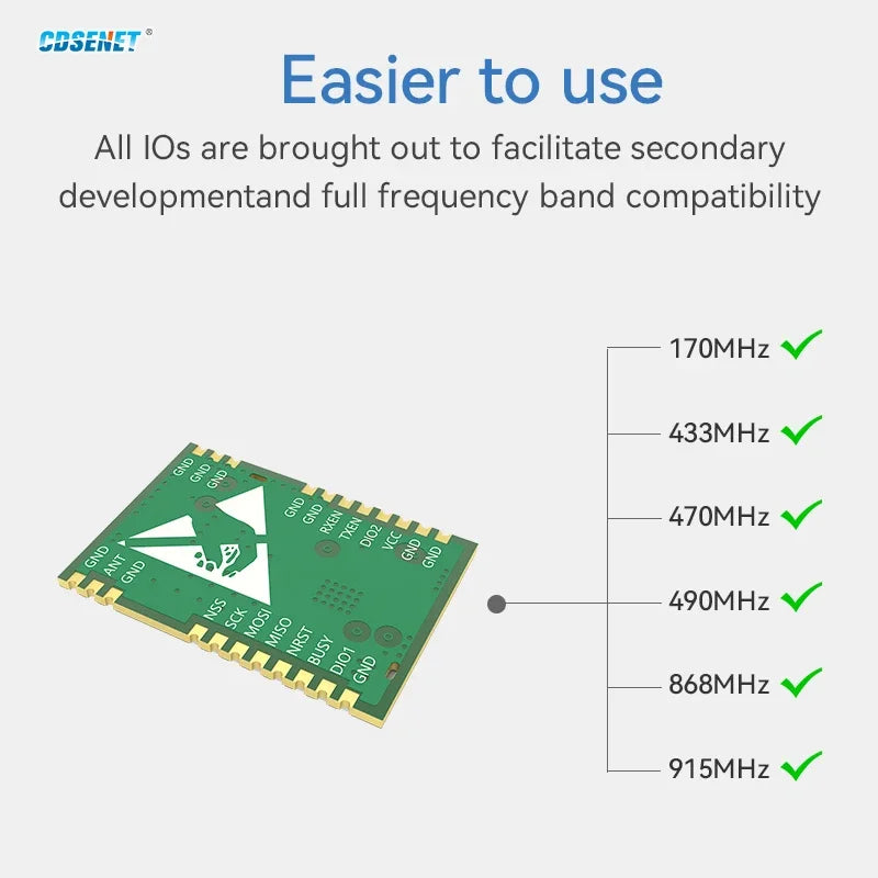 170/433/868/915Mhz LoRa SX1262 Wireless Transceiver CDSENET E22 Series 22-33dBm Low Power 5-16km SMD TCXO Transmitter Receiver