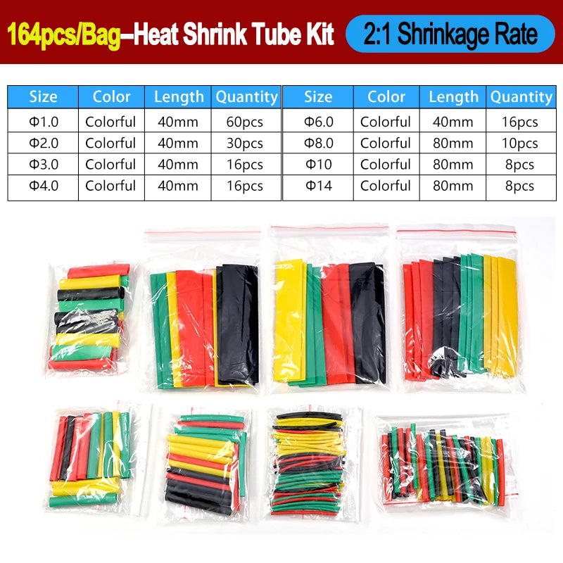2:1/ 3:1/4:1 Heat Shrink Tube Set 73~900pcs Shrinkage Tubing Kit Cable Repair Protecter Wire Insulation Thermoresistant Sleeving