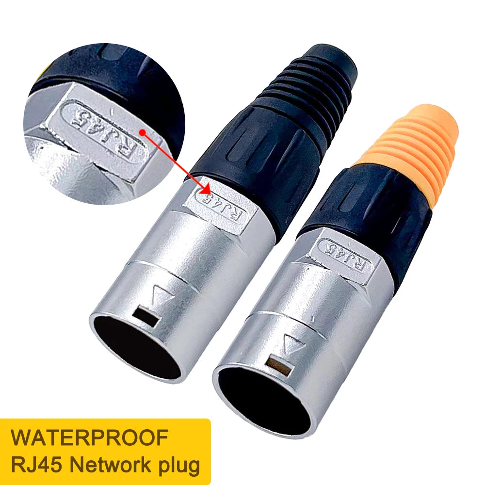 8P8C RJ45 Waterproof Network Connector, IP65 Rated D-Socket Panel Ethernet Plug, Durable & Reliable for Outdoor Use