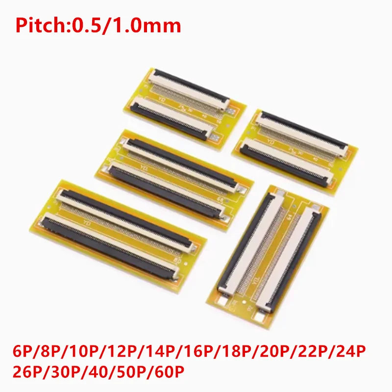 FFC FPC 0.5mm 1.0mm Flexible Flat Cable Lengthen Extension Board Adapter Board 4P 5P 6P 8P 10P 12P 16P 20P 24P 30P 40P 50P 60P