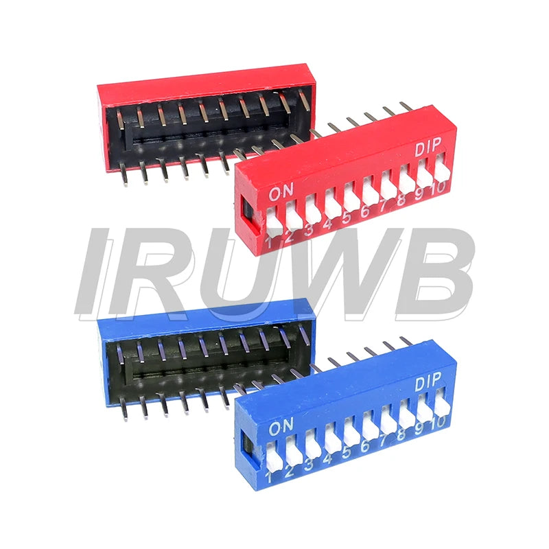 10PCS 1 ~ 12 Bit 2.54mm Position Way DIP Slide Type Switch Module Blue/Red Pitch Toggle Switch For PCB 8PIN 6PIN