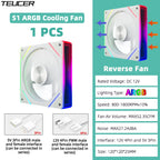 TEUCER Prism  ARGB PC Fan 12cm Computer Case Fan Kit Water Cooler 4pin PWM 5V 3PIN Cooling Fans