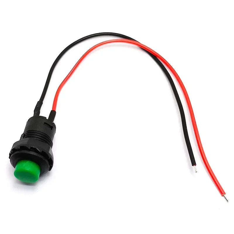 5/20/100PCS Latching/Momentary 12MM Round  Push Button Switch With Cable 20CM Self-Locking DS-428/427 Self-Resetting