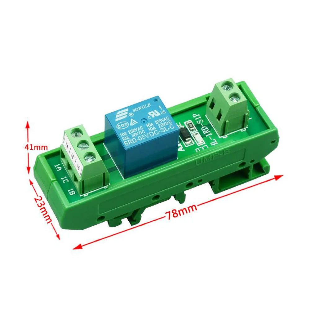DIN Rail Mount Relay Board 5V 12V 24V 1 Channels Relay Module SRD-05VDC-SL-C SRD-12VDC-SL-C SRD-24VDC-SL-C 10A DC 1NO 1NC Relay