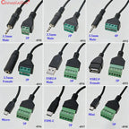 1PC USB 2.0 Female B to 5 Pin Female Bolt Screw Connector Adapter Cable Micro USB Mini USB Type-C Male with Shield Terminal Plug