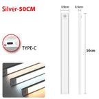 LED Night Light 20/30/40/60CM Motion Sensor Wireless USB Cabinet Night Light Wardrobe Lamp For Kitchen Cabinet Bedroom Wardrobe
