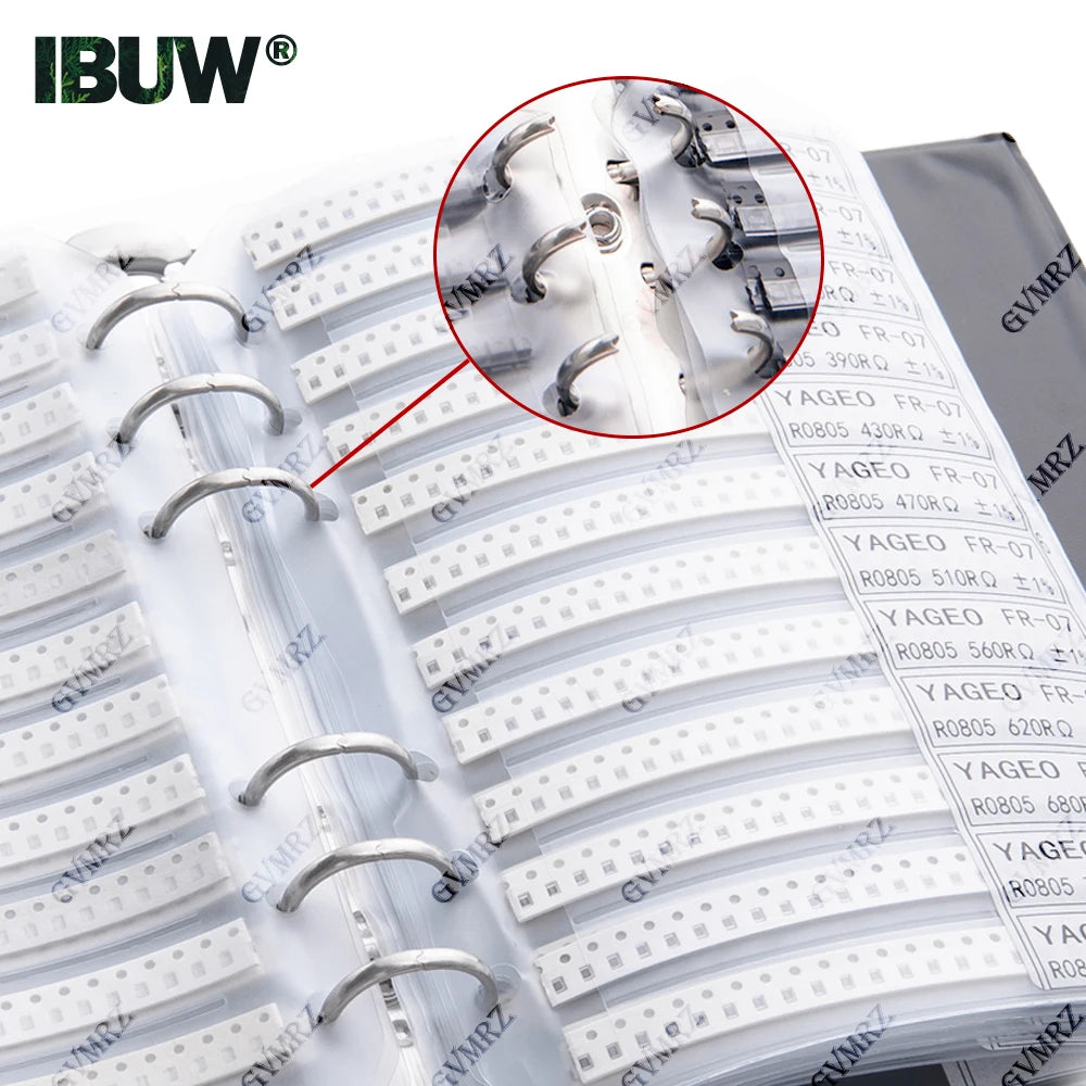 Resistor Kit SMD Book  Resistor Assortment Kit 0201 0402 0603 0805 1206 1% FR-07 170 Values 0R-10M Smd DIY Sample Book