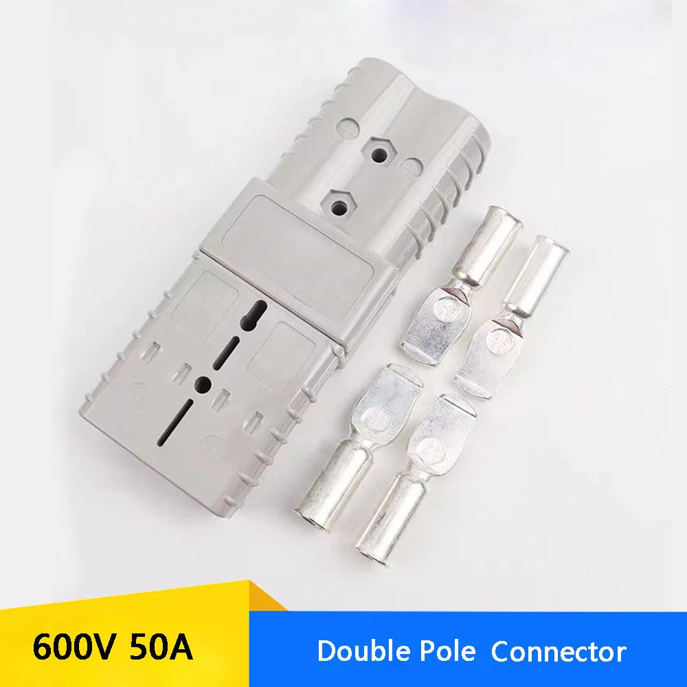 50A 120A 175A 350A 600V Gray Red Double Pole with Copper Contact Power Connectors Use for Forklift Car RV Battery UPS Inverter