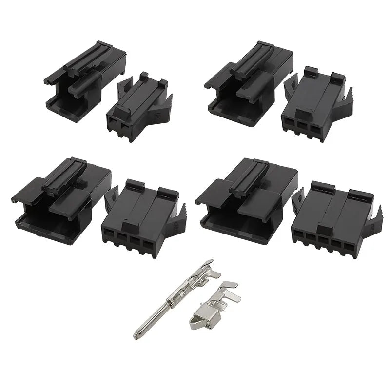 200Pcs/Box SM 2.54 JST 2P 3P 4P 5Pin Male Female Crimp Terminal Housing LED Connector Combination Kit SM-2P SM-2R