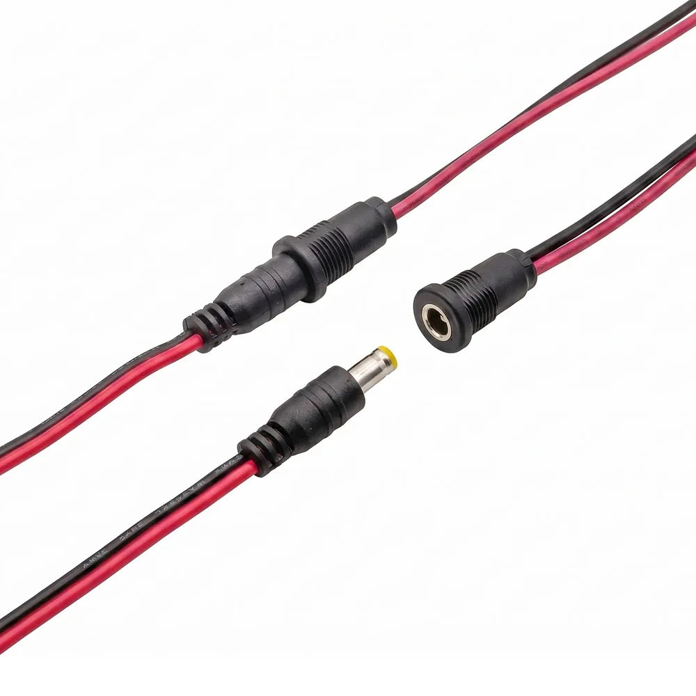 5 Pairs 5.5 X 2.1mm DC Power Male Plug and Jack Female Socket Threaded Panel Mount Barrel Connector Adapter with Waterproof Cap