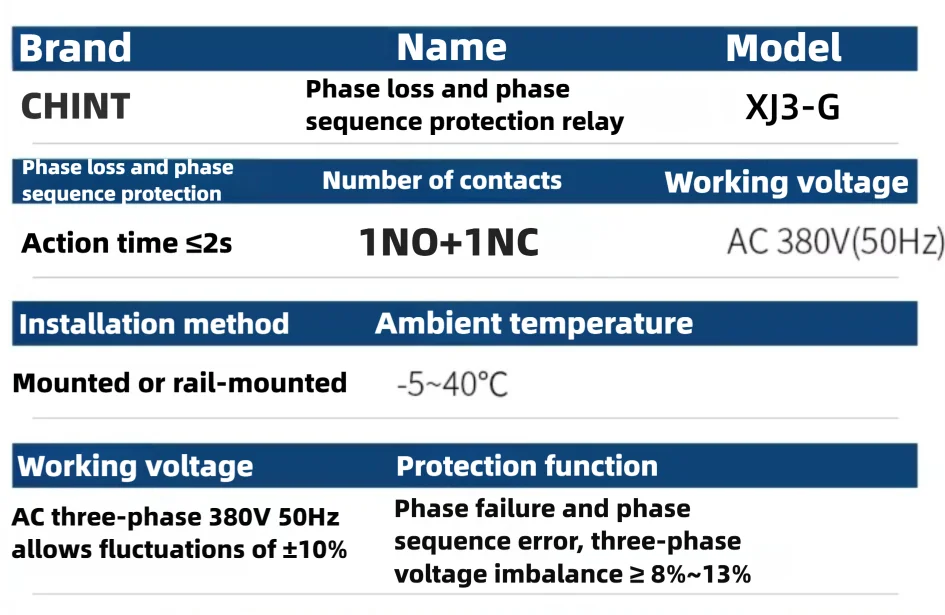 CHINT XJ3-G XJ3-D AC380V motor water pump phase failure and phase sequence protection Relay