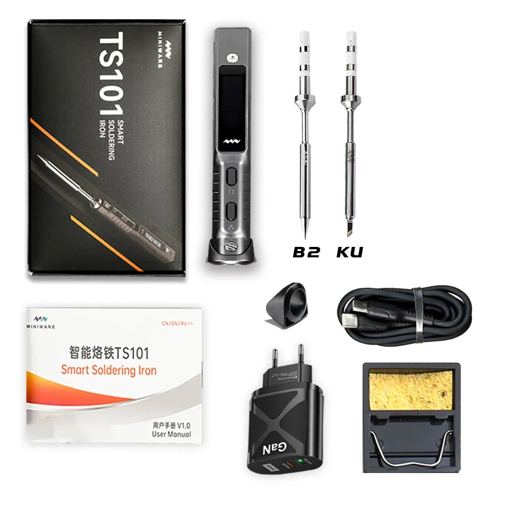 Original TS101 Soldering Iron 65W Mini Programmable Thermostat LCD Displays TS100 Soldering Iron Upgrade with PD Plug Tip Set