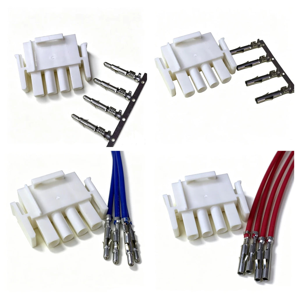 50pcs Flame Retardant 6.35mm Pitch 4-hole White Male 350779-1 Universal MATE-N-LOK 4P wt Male or Female Terminals 20cm Wire