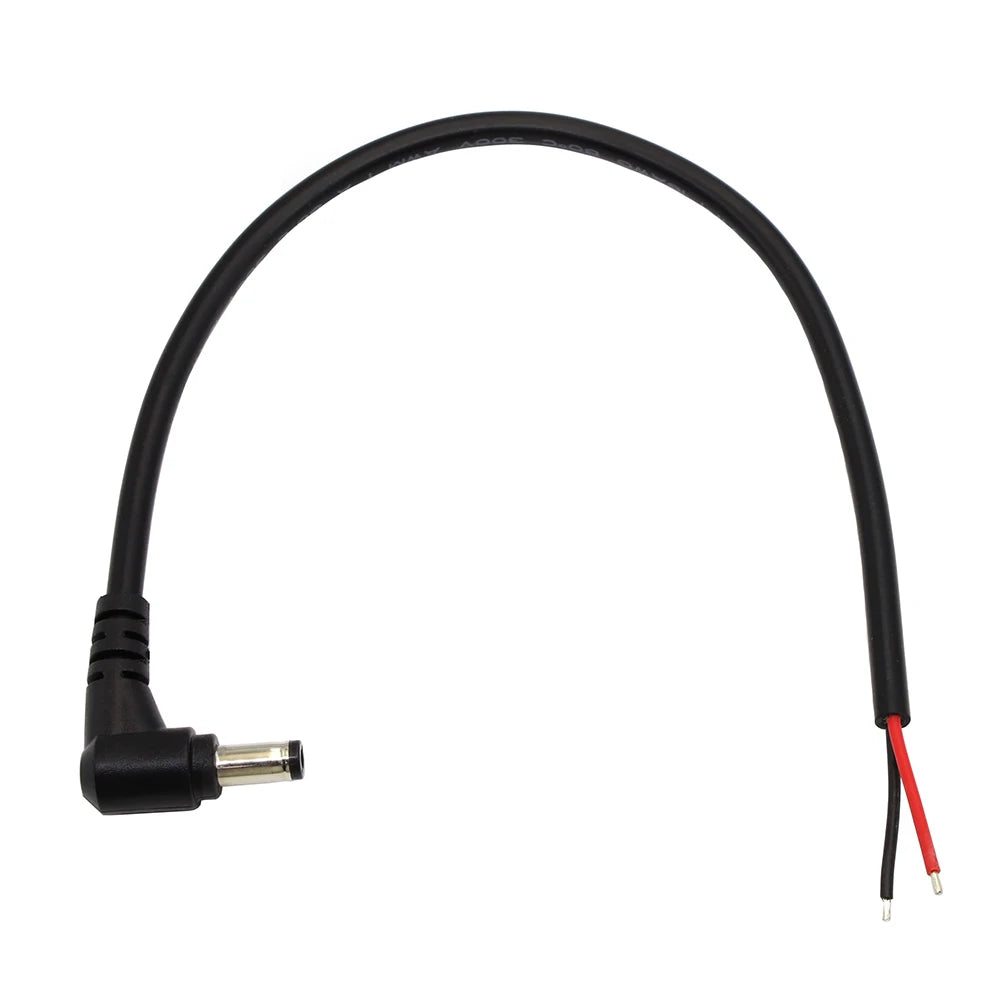 DC 5.5 X 2.1mm Male Plug to Bare Wire Open End Power Wire Supply Repair Cable 18 AWG DC5521 Connector Straight/Elbow 29cm