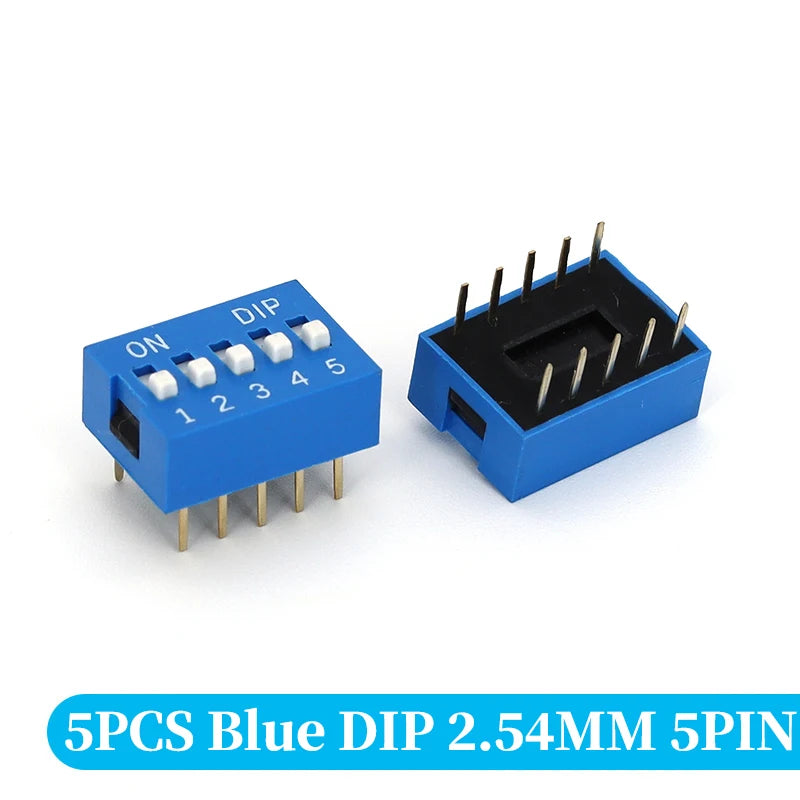 5PCS Blue Toggle Switch Spacing 2.54MM DIP Dial The Code Switch 1 2 3 4 5 6 7 8 9 10 12 PIN Quick Switch