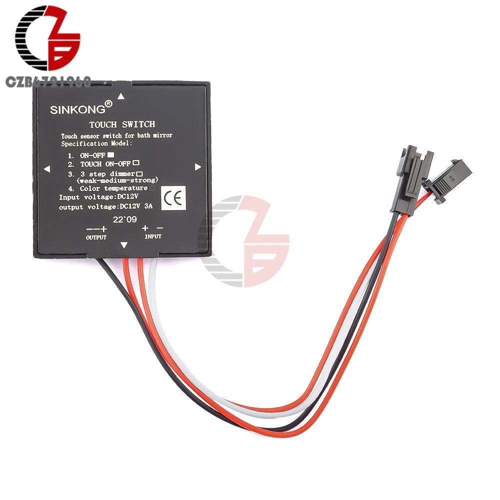 DC 12V 3A Touch Switch Sensor Stepless LED Inductive Dimmer Bathroom Mirror Lamp Dimming Control Switch for Led Light Mirror