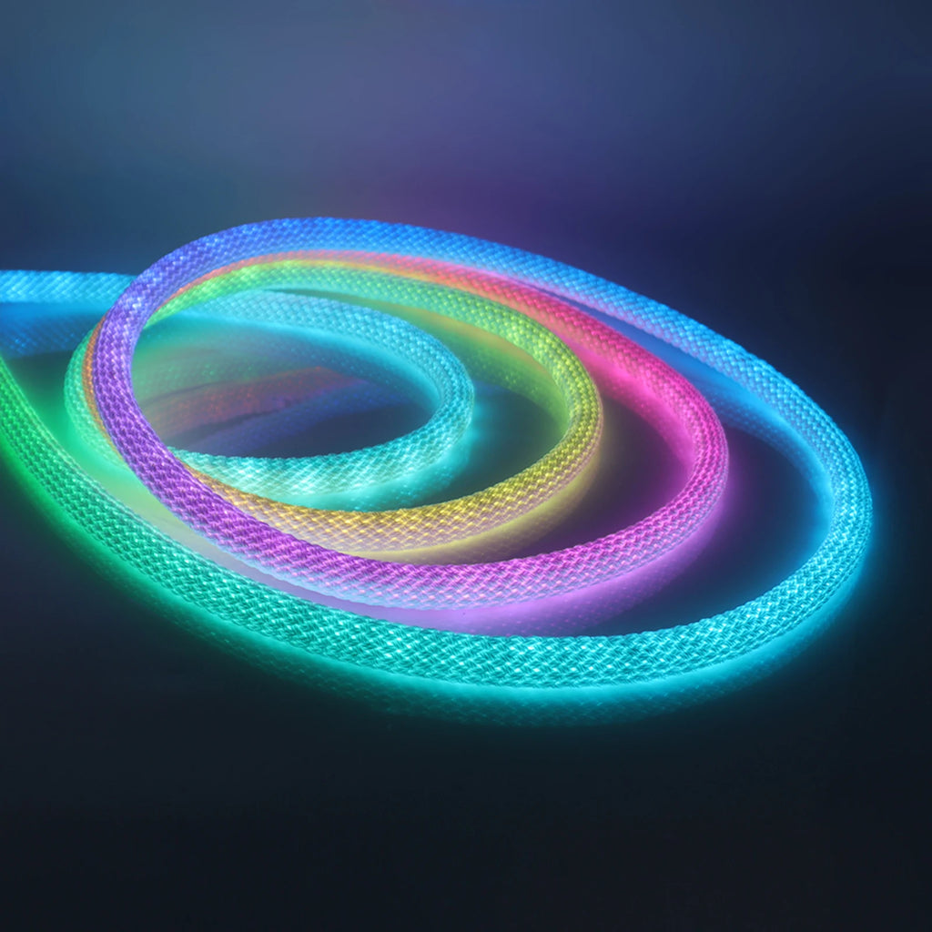 USB WS2812B WS2811 Round Reticulate Neon LED Strip DC 5V 360 Degree Addressable Bluetooth RGBIC Flexible Silicone Tape IP67 Rope