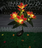 1pc Artificial Flower Lawn Lights, 7-head Solar Orchid Lights for Patio Yard Garden Christmas Decoration LED Solar Ground Lights