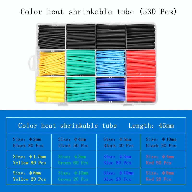 2:1 Heat Shrink Tube127/164/328/140/530/560/580/780pcs Shrinking Assorted Polyolefin Insulation Sleeving Wire Cable Sleeve Wrap