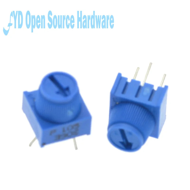 5-100pcs 3386P-1-103 1k 2k 5k 10k 20k  0.5W, 1/2W PC Pins Through Hole Trimmer Potentiometer Cermet 1 Turn Top Adjustment