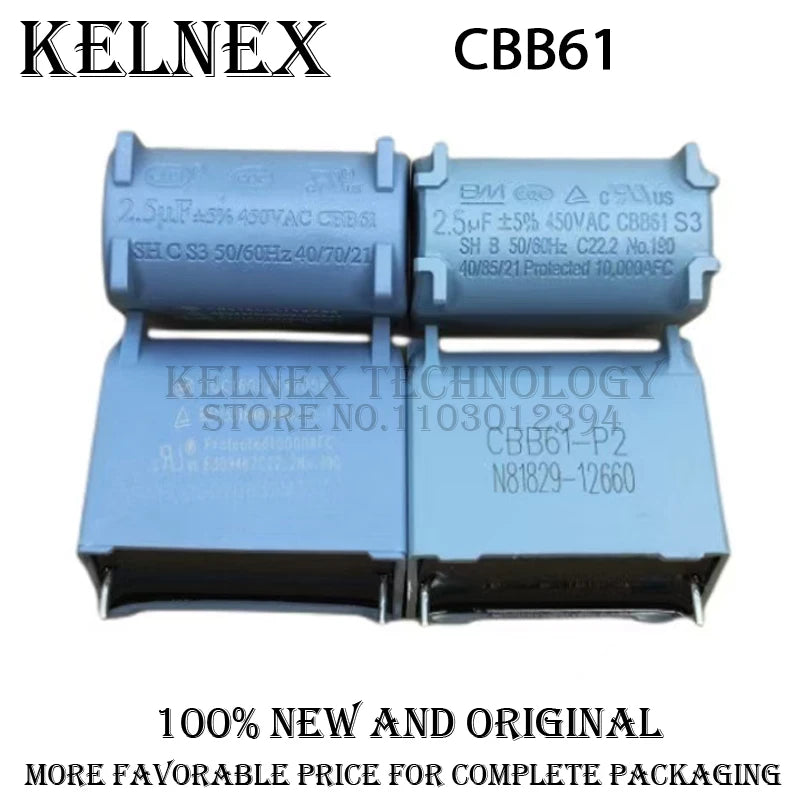 1pcs CBB61 film capacitor Air conditioner inne 1uF 1.2uF 1.5uF 2uF 2.5uF 3uF 3.5uF 4uF 4.5uF 5uF 450V Starter Capacitor