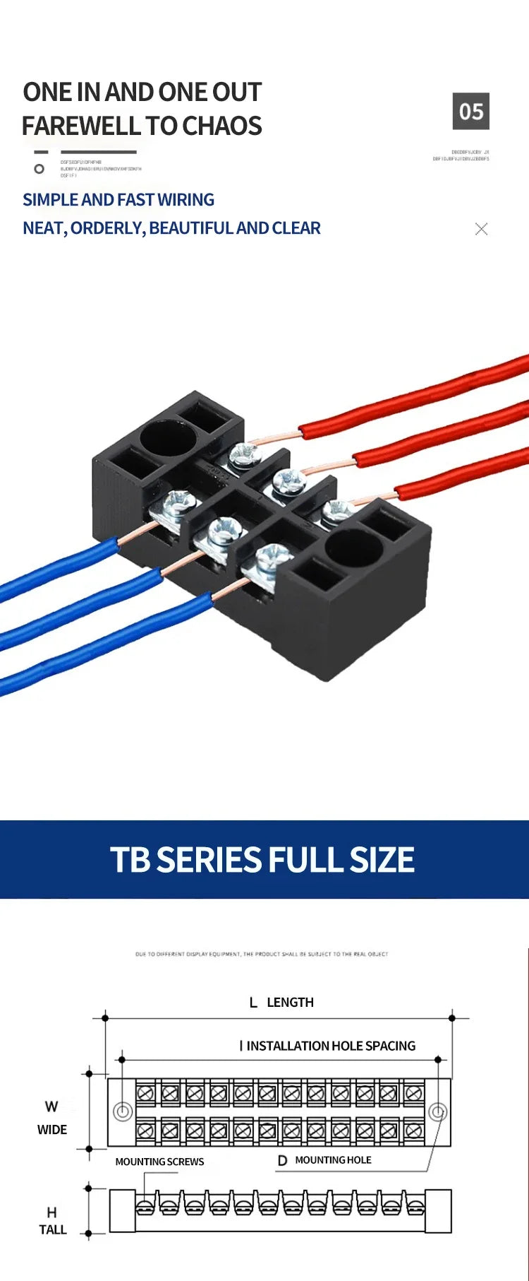 15A/25A/45A 600V Dual Row Barrier Screw Terminal Block Wire Connector TB Series 3/4/5/6/8/10/12 PIN Optional TB-1503 TB-2503