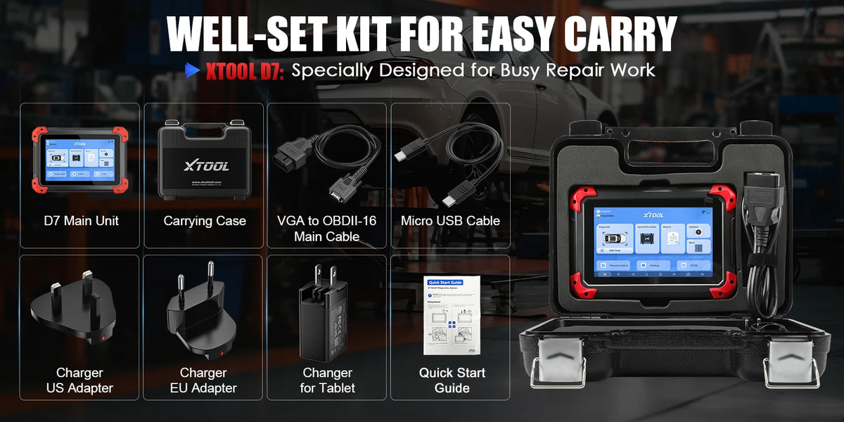 XTOOL D7 V2.0 Automotive Diagnostic Tool All System Scan Tools ECU Coding Bidirectional OBD2 Scanner 36+ Service FCA CAN FD DOIP