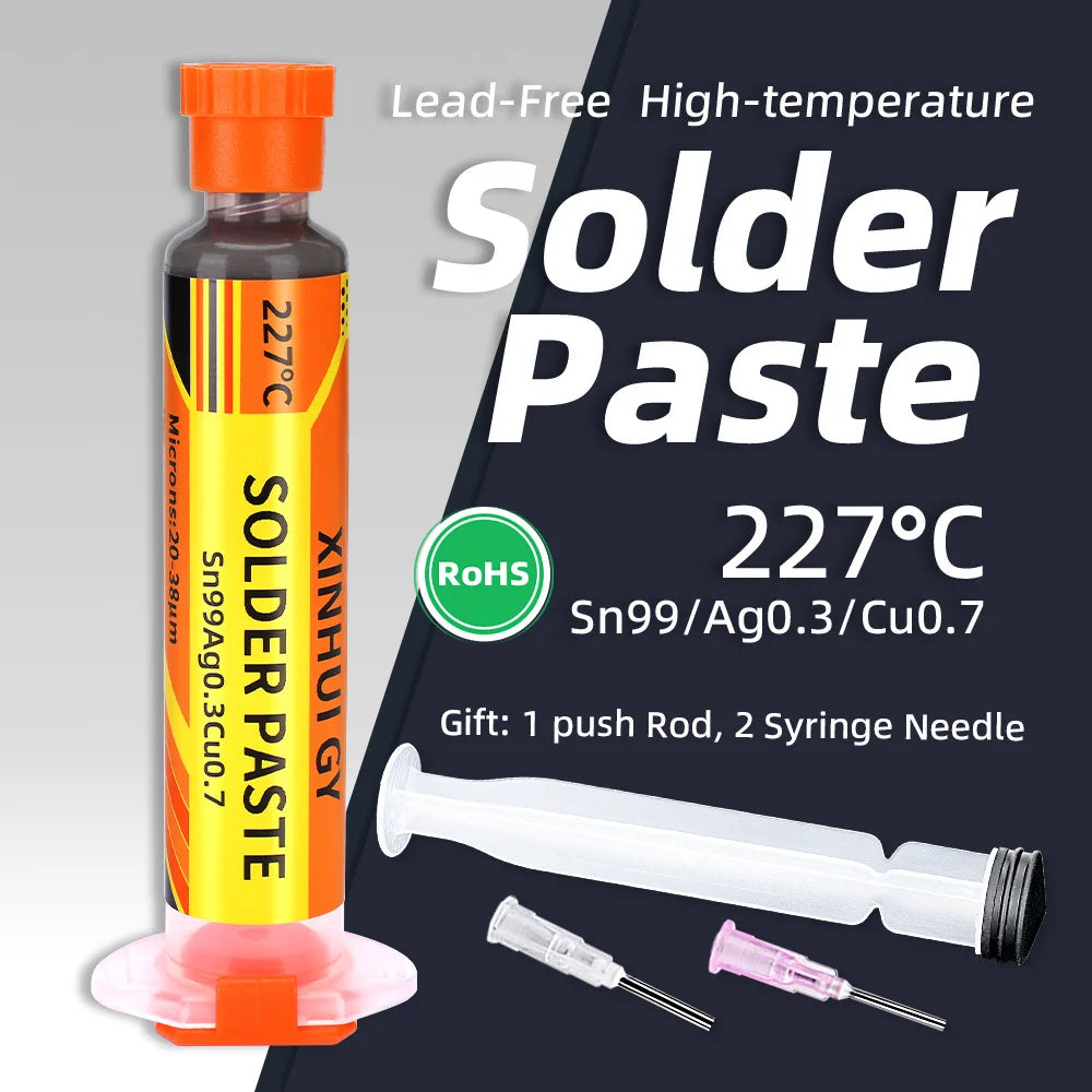 227℃ High Temperature Lead-Free Solder Paste Syringe Type For SMT IC BGA QFN Chip Repair Rework Soldering