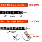 12V 3528 SMD LED Strip Light Decoration 120LEDs/m 60LEDs/m Orange Lighting Flexible Ribbon Rope String LED Tape Light 1M 5M