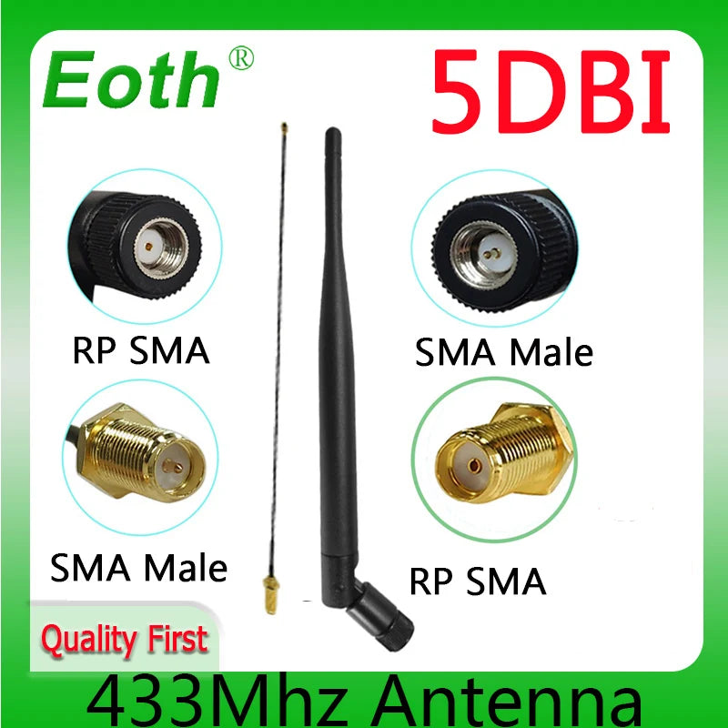 Eoth Wholesale 433MHz Antenna LORA 5dBi GSM 433 MHz Connector Rubber 433m LoRaWAN IOT SMA Male Female Extension Cord Pigtail