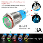 12/16mm Flat LED Illuminated Reset Latching Ring LED Metal Push Button Switch Waterproof On Off with Power Symbol