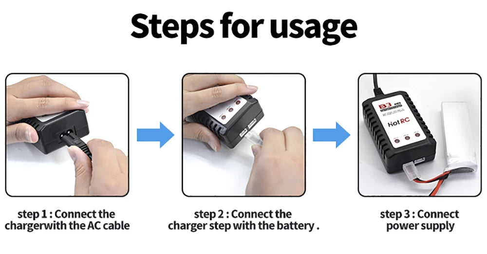 HotRC A400/B3 10W Balance Charger 2S/3S/4S Cells 100V-240V AC EU/US Plug Lipo Battery Fast Charger Remote Control Car Charger