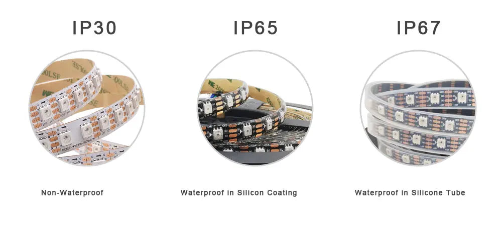 WS2811 WS2812B WS2813 WS2815 5050RGB LED Strip Lights Individually Addressable 30/60/144Pixels/Leds/m Black /White PCB DC5V/12V