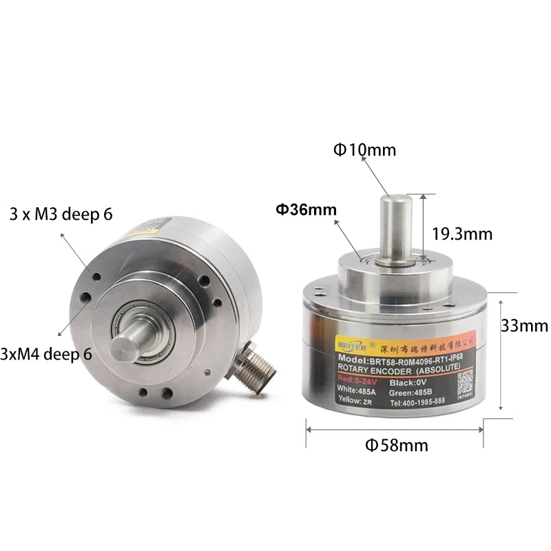Waterproof Absolute Single-Turn Rotary Encoder with Analog Magnetic 10mm Shaft for Angle Speed and Position Measurement